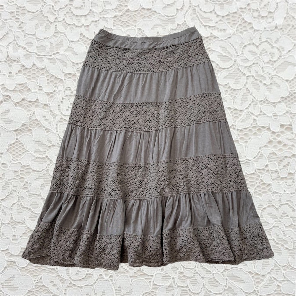 vintage whimsygoth tiered lace maxi skirt